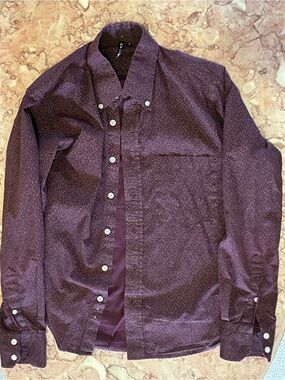 Men's Purple Patterned Button-Down Shirt